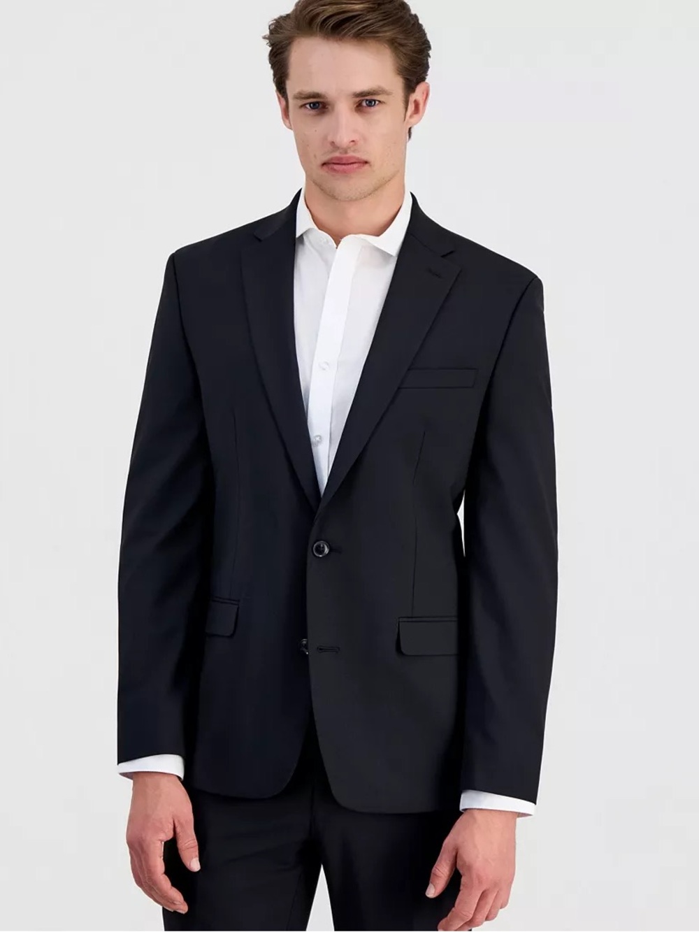 Bar III Slim Fit 100% Wool Carnaby Collection Men's Black Two-Button Suit Blazer